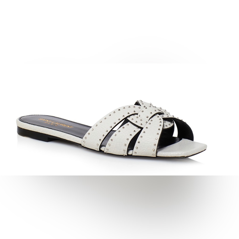 Saint Laurent White Studded Sandal
